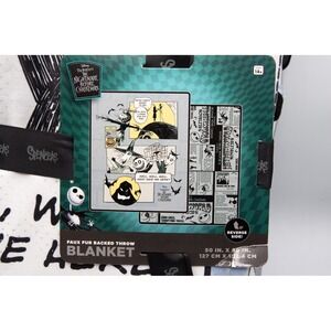 Disney Nightmare Before Christmas Comic Strip Reversible Faux Fur Throw Blanket